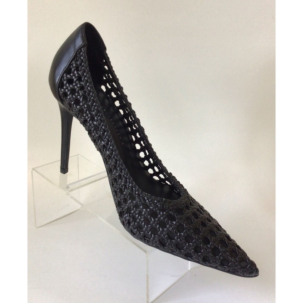 NEW ZARA Basic Collection Black Woven Pointed Toe High Heel Pumps - Picture 5 of 11